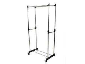 Double Rod Garment Clothing Rack on Wheels Clothes Racks for Hanging Clothes