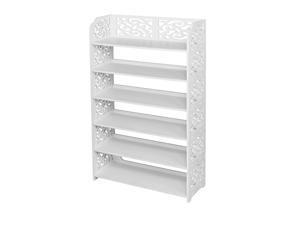 Magace 6 Tier Shoes Rack, White Wood Plastic Modern Space Saving Display Shoe Tower, Free Standing Shoes Storage Organizer Closet Shelves Holder Container for Home Office Magace 6 Tier Shoes Rack, White Wood Plastic Modern Space Saving Display Shoe Tower, Free Standing Shoes Storage Organizer Closet Shelves Holder Container for Home Office