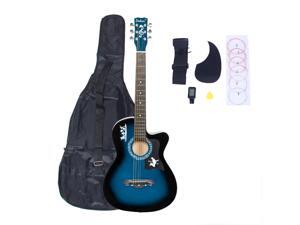 Magace 38in Beginner Acoustic Bass Wood Guitar Starter Kit w/ Bag, Strap, Digital LCD Tuner, Pick, Pickguard, Strings Magace 38in Beginner Acoustic Bass Wood Guitar Starter Kit w/ Bag, Strap, Digital LCD Tuner, Pick, Pickguard, Strings