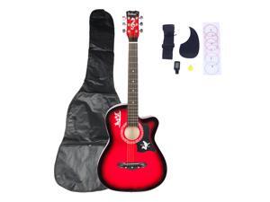 Magace 38in Beginner Acoustic Bass Wood Guitar Starter Kit w/ Bag, Strap, Digital LCD Tuner, Pick, Pickguard, Strings Magace 38in Beginner Acoustic Bass Wood Guitar Starter Kit w/ Bag, Strap, Digital LCD Tuner, Pick, Pickguard, Strings