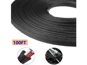 100 FT. 1/4" Black Expandable Wire Cable Sleeving Sheathing Braided Loom Tubing