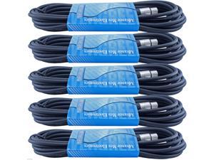 5-PACK XLR pro audio mic microphone extension cables powered monitor cords 15ft