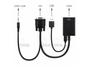 VGA Male to HDMI Female Converter Adapter Cable With Audio Output 1080P USB Power Adapter for PC laptop to HDTV Projector