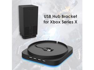 Vertical Stand for Xbox Series X with 4 Ports USB 2.0 Hub Extension High Speed Adapter Blue Light Cradle Base Game Console Stand Vertical Stand for Xbox Series X with 4 Ports USB 2.0 Hub Extension High Speed Adapter Blue Light Cradle Base Game Console Stand