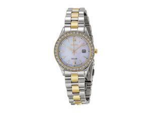 Seiko SUT074 Womens Silver & Gold Core Solar Watch
