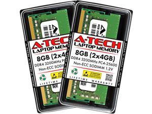 A-Tech 8GB (2x4GB) DDR4 3200MHz SODIMM PC4-25600 Non-ECC Unbuffered CL22 1.2V 260-Pin SO-DIMM Laptop Notebook Computer RAM Memory Upgrade Kit