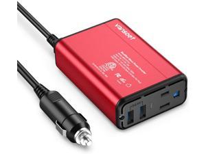 vansoet 150W Power Inverter DC 12V to 110V AC Car Inverter with 4.2A Dual USB Car Adapter (Red)