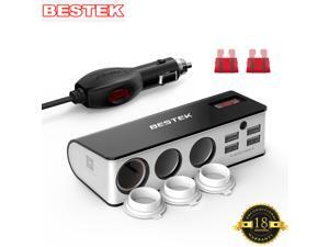 BESTEK 3-Socket Cigarette Lighter Adapter, 12V/24V 200W DC Cigarette Lighter Splitter Power Adapter with 6A 4-Port Car Power Adapter Splitter for GPS, Dashcam, With Replace Fuse BESTEK 3-Socket Cigarette Lighter Adapter, 12V/24V 200W DC Cigarette Lighter Splitter Power Adapter with 6A 4-Port Car Power Adapter Splitter for GPS, Dashcam, With Replace Fuse