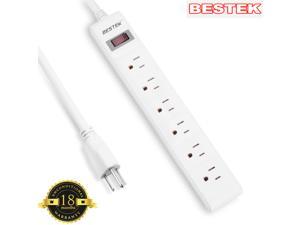 BESTEK 6-Outlet Surge Protector Commercial Power Strip with 2.6-Foot Long Power Cord and Straight Power Plug, 200 Joule