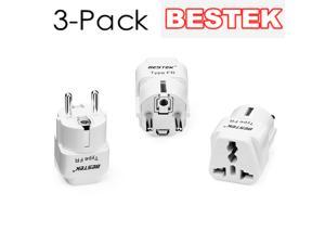 BESTEK Europe Travel Plug Adapter, Grounded Universal Type E/F Plug Adapter EU to US Adapter - Ultra Compact for Most of Europe, Asia Countries and More, 3 Pack