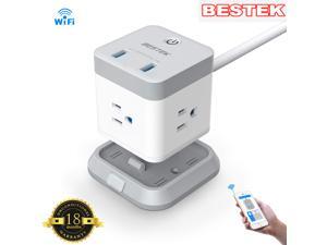 BESTEK Smart WiFi Power Strip, Remote Control Vertical Cube Mountable Power Outlet Extender with 3 Outlets, 2 USB Ports, 5-Foot Extension Cord and Detachable Base for Easy Mounting BESTEK Smart WiFi Power Strip, Remote Control Vertical Cube Mountable Power Outlet Extender with 3 Outlets, 2 USB Ports, 5-Foot Extension Cord and Detachable Base for Easy Mounting