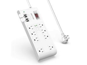 BESTEK 2,000 Joules Surge Protector with USB, Power Strips with 8 AC Outlets 15A 125V, DC 5V 4.2A 4 Smart USB Charging Ports, Long 6 Feet Heavy Duty Extension Cords, FCC ETL Listed