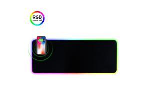 RGB Gaming XL Mouse Pad Wireless Charging , Fast Charging,10 Modes Cool Light, Extended Mouse Mat, Anti-Fray Stitching & Non-Slip Grip - Wireless Charger - 31.5"X11.8"X 0.15"(800X300X4mm)