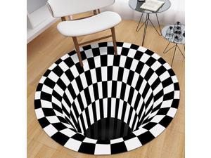 3D Vortex Rug Visual Illusion Rug Anti-Skid Area Dining Room Mat Dia 60cm