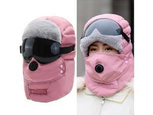 Winter Warm Fleece Balaclava Hat Snow Neck Face Mask Pink Black Glasses Winter Warm Fleece Balaclava Hat Snow Neck Face Mask Pink Black Glasses