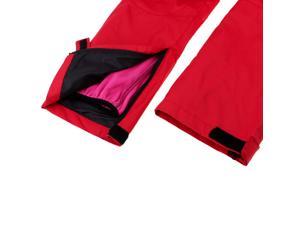 Women Warm Ski Pants Bibs Windproof Waterproof Snow Trousers L Red