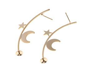 2pcs Copper Stud Earring Blank Moon Star Cabochon Base Setting Trays Golden 2pcs Copper Stud Earring Blank Moon Star Cabochon Base Setting Trays Golden