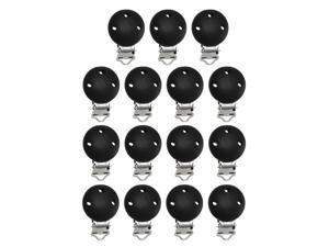15pcs Round Holes Wooden Dummy Pacifier Clip for Infant Baby Black 15pcs Round Holes Wooden Dummy Pacifier Clip for Infant Baby Black