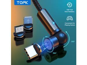 Topk 3 IN 1 Cable Magnetic Cable 360°+180° Degree Rotation USB Charging Cable for iPhoen Micro USB Type C Topk 3 IN 1 Cable Magnetic Cable 360°+180° Degree Rotation USB Charging Cable for iPhoen Micro USB Type C