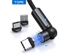 TOPK Magnetic Micro USB Type C Lighting 3 in 1 Charging Cable Nylon Braided Cord 540 Degree Phone Charger Cable Compatible For iPhone Samsung Huawei TOPK Magnetic Micro USB Type C Lighting 3 in 1 Charging Cable Nylon Braided Cord 540 Degree Phone Charger Cable Compatible For iPhone Samsung Huawei