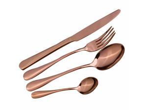 4Pcs Flatware Rainbow Dinnerware Stainless Steel Tableware Set Fork Spoon Knife(Rose Gold)