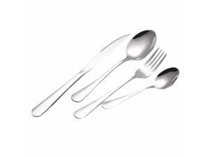 4Pcs Flatware Rainbow Dinnerware Stainless Steel Tableware Set Fork Spoon Knife(Silver)