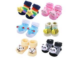 6 Pack Wrapables Cute 3D Cartoon Anti-Skid Baby Booties Sock Slipper Shoes