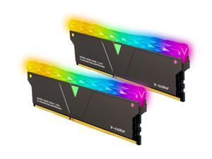 v-Color Prism Pro DDR4 16GB (8GBx2) 3600MHz (PC4-28800) CL16  AMD Optimized RGB Gaming Desktop Ram Memory Module UDIMM Hynix IC Single Rank - Jet Black (TL8G36816D-E6PRKWK)
