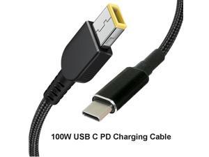 100W USB-C Type-C to Slim Square Tip PD Charger Power Cable for Lenovo laptops