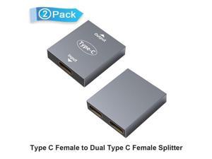 2Pack 2 in 1 USB Type C Splitter Type C Female to Dual Type C Female Adapter for Samsung Galaxy S9 S8 Plus Note 98 LG G6 G7 Moto G6 Play Google Pixel XL