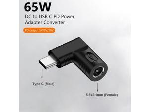DC 55x21mm Female to USB Type C PD Laptop Charger Power Adapter Converter 65W for Apple Macbook Samsung Dell HP Lenovo other USB C Devices