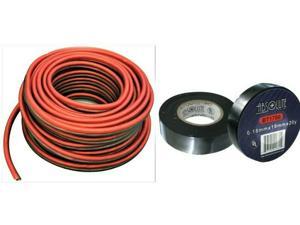 8 Gauge 100 Feet Red Black Speaker Wire and 3/4" x 60' FT Black Electrical Tape