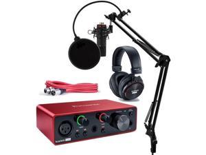 Focusrite Scarlett Solo Studio 3rd Gen USB Audio Interface and Recording Bundle with Microphone, Headphones, XLR Cable, MR DJ Studio Stand, Shock Mount and Pop Filter (7 Items)