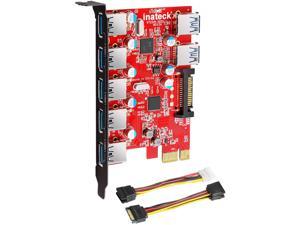 Inateck Superspeed 7 Ports PCI-E to USB 3.0 Expansion Card - 5 USB 3.0 Ports and 2 Rear USB 3.0 Ports Express Card Desktop with 15 Pin SATA Power Connector, Including Two Power Cables (KT5002)