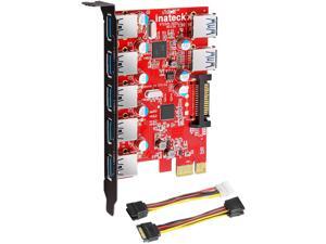Inateck Superspeed 7 Ports PCI-E to USB 3.0 Expansion Card - 5 USB 3.0 Ports and 2 Rear USB 3.0 Ports Express Card Desktop with 15 Pin SATA Power Connector, Including Two Power Cables (KT5002) Inateck Superspeed 7 Ports PCI-E to USB 3.0 Expansion Card - 5 USB 3.0 Ports and 2 Rear USB 3.0 Ports Express Card Desktop with 15 Pin SATA Power Connector, Including Two Power Cables (KT5002)