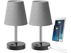 Tomons USB Table Lamp with 2 USB Charging Ports, Modern Minimalist Bedside Lamp Design Nightstand, Gray Fabric Shade Metal Desk Lamp for Bedroom, Living Room, Office, Guest Room, Kid’s Room-Set of 2 Tomons USB Table Lamp with 2 USB Charging Ports, Modern Minimalist Bedside Lamp Design Nightstand, Gray Fabric Shade Metal Desk Lamp for Bedroom, Living Room, Office, Guest Room, Kid’s Room-Set of 2