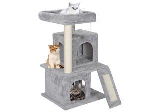 34" Large Cat Tree Activity Scatch Tower Plush Perch w Ladders Kitty Play House 34" Large Cat Tree Activity Scatch Tower Plush Perch w Ladders Kitty Play House