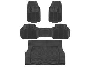 4pc Car Floor Mats Set Rubber Tortoise Liners w/ Cargo for Auto SUV Trucks Black 4pc Car Floor Mats Set Rubber Tortoise Liners w/ Cargo for Auto SUV Trucks Black
