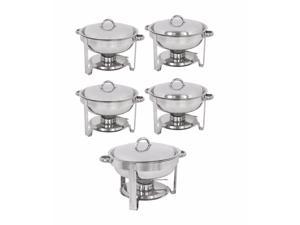 New Stainless Steel Chafer 5 Pack Round Chafing Dish Sets 5 QT Dinner Serving