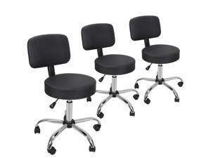 Set of 3 Adjustable Hydraulic Rolling Swivel SPA Salon Stool Chair w/Back Rest Set of 3 Adjustable Hydraulic Rolling Swivel SPA Salon Stool Chair w/Back Rest