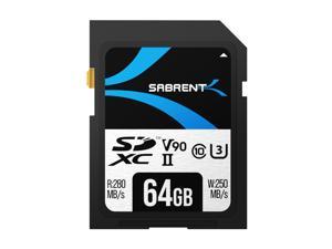 SABRENT Rocket v90 64GB SD UHSII Memory Card R280MBs W250MBs SDTL9064GB