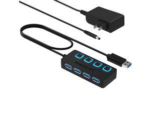 SABRENT 4-Port USB 3.0 Hub with Individual LED Lit Power Switches, Includes 5V/2.5A Power Adapter (HB-UMP3)