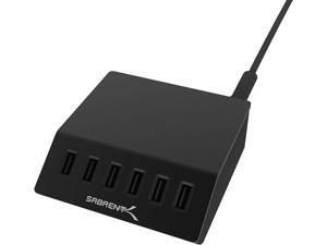 Sabrent Premium 60 Watt (12 Amp) 6-Port Aluminum Desktop USB Rapid Charger, Black (AX-FLCH-B) Sabrent Premium 60 Watt (12 Amp) 6-Port Aluminum Desktop USB Rapid Charger, Black (AX-FLCH-B)
