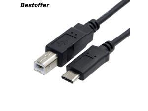 USB-C USB 3.1 Type C Male Connector to USB 2.0 B Type Male Data Cable for Cell Phone Notebook Laptop 1Meter