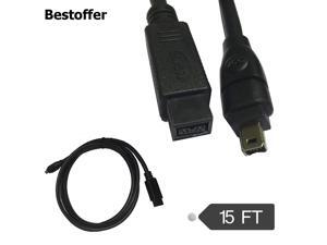 Black IEEE 1394 Firewire 800 to Firewire 400 Cable, 9 Pin/4Pin Male / Male 15 FT 4.5 Meter Black IEEE 1394 Firewire 800 to Firewire 400 Cable, 9 Pin/4Pin Male / Male 15 FT 4.5 Meter