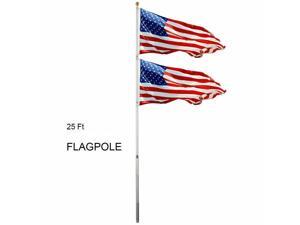 25FT Sectional Aluminum Flagpole + 2 US American Flag Pole Gold Ball Outdoor Kit 25FT Sectional Aluminum Flagpole + 2 US American Flag Pole Gold Ball Outdoor Kit