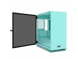 DLM22 Mini ITX Tower Mint Green Gaming Computer Case with Door Opening