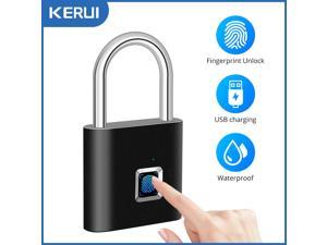 KERUI Keyless USB Charging Fingerprint Lock Smart Padlock door lock 0.1sec Unlock Portable Anti-theft Fingerprint Padlock Zinc
