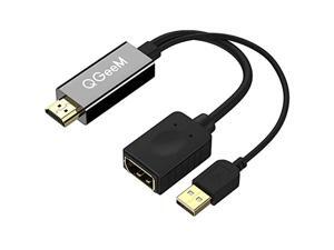 HDMI to DisplayPort Converter Adapter Cable with USB Power,QGeeM 4K x 2K HDMI to DP Adaptor for HDMI Equipped Systems,Compliant with VESA Dual-Mode DisplayPort 1.2, HDMI 1.4 and HDCP HDMI to DisplayPort Converter Adapter Cable with USB Power,QGeeM 4K x 2K HDMI to DP Adaptor for HDMI Equipped Systems,Compliant with VESA Dual-Mode DisplayPort 1.2, HDMI 1.4 and HDCP