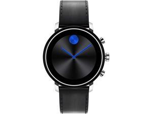 Movado Connect 2.0 Unisex Powered with Wear OS by Google Stainless Steel and Black Leather Smartwatch, Color: Black (Model: 3660028) Movado Connect 2.0 Unisex Powered with Wear OS by Google Stainless Steel and Black Leather Smartwatch, Color: Black (Model: 3660028)